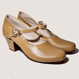 Zapatos ensayo cuero ecológico negro y beige del talle 24 al 41